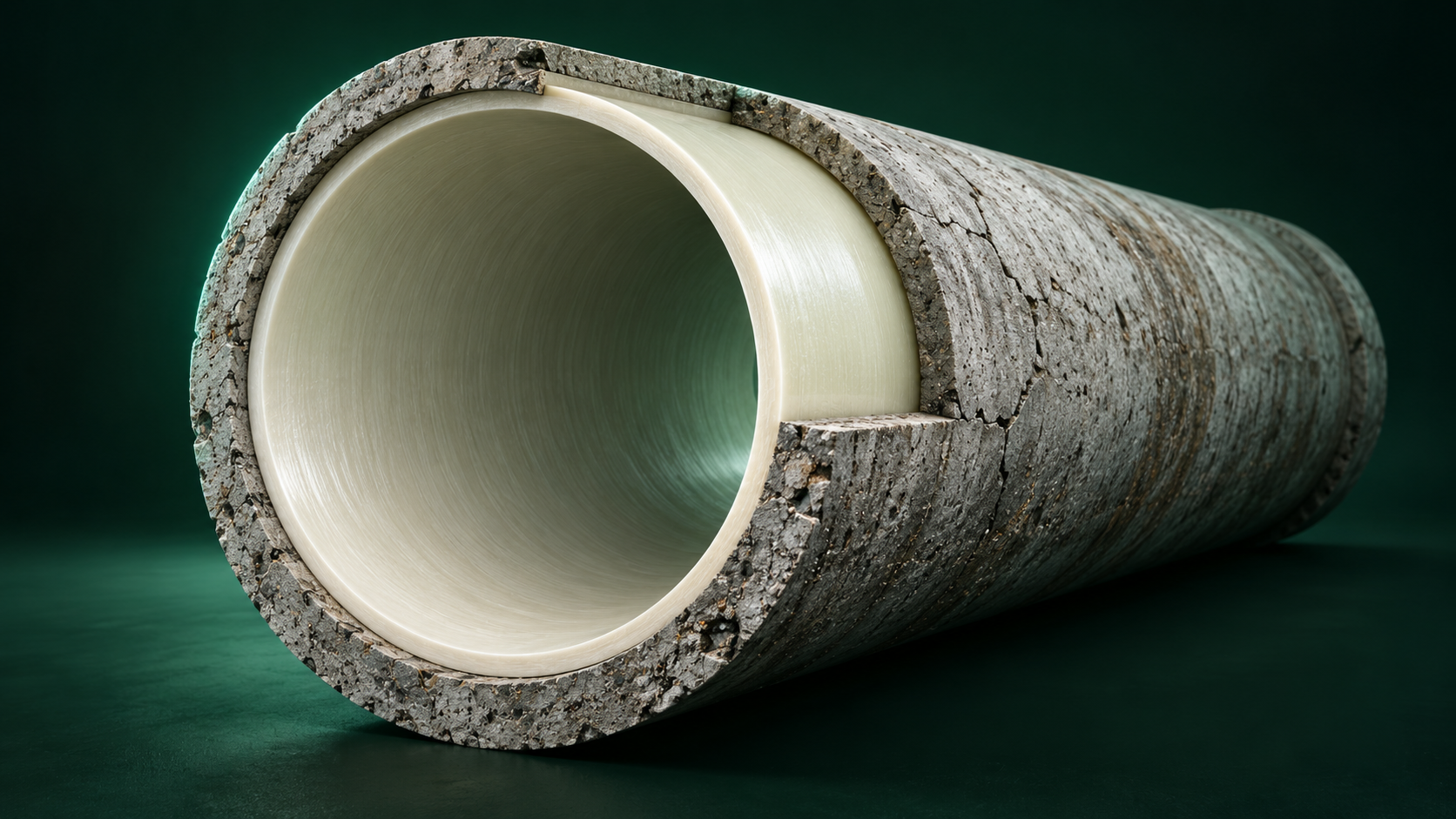 Conceptual cutaway of an access chamber showing the cover, chamber wall, pipe connections and flow channel